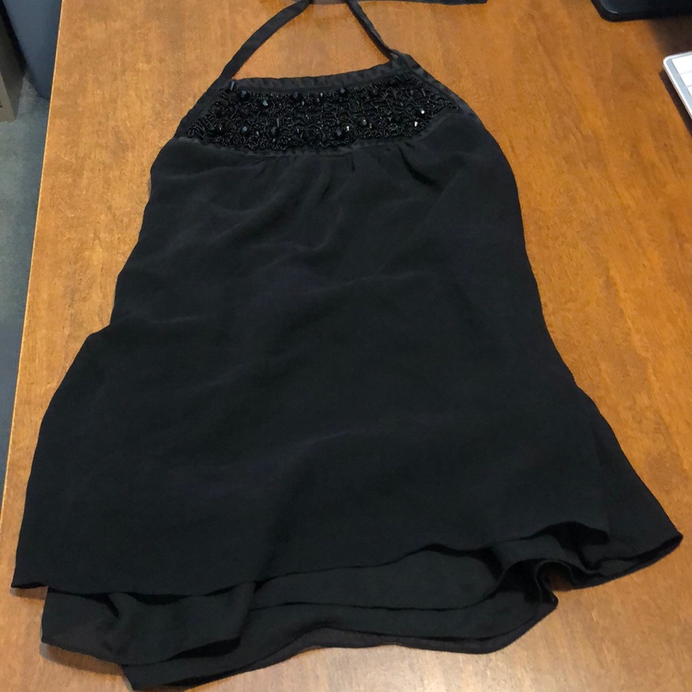 Black beaded halter top